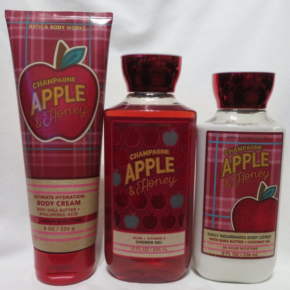 CHAMPAGNE APPLE & HONEY Bath & Body Works Body Cream, Shower Gel, & Body Lotion